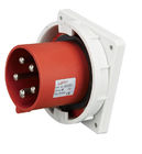 Panel Mount Three Phase Plug , Red Inlet IEC 60309 2 63 Amp 5 Pin 3 Phase Plug
