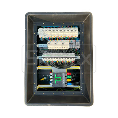 Syntax MD4 Three Phase 250AMP IP67 Waterproof HDPE Power Distribution Box With Schneider Breakers And PowerSyntax Industrial Plugs and Sockets 630x430x900mm