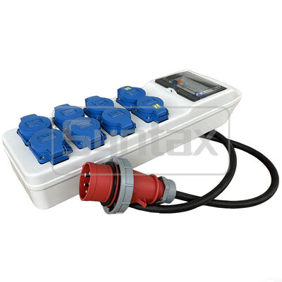 Syntax CT3 16AMP Three Phase Socket Power Splitter Lead IP44 Waterproof With 8 Schuko Sockets 490*142*95mm