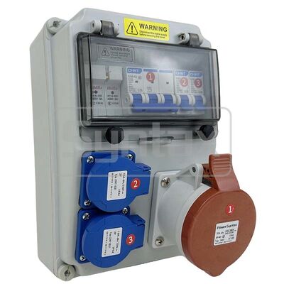 Syntax CX7 Wall Mounted Distribution Box 32AMP Three Phase Fused Made in PC Electric Grey Stage Box 26*17*14CM