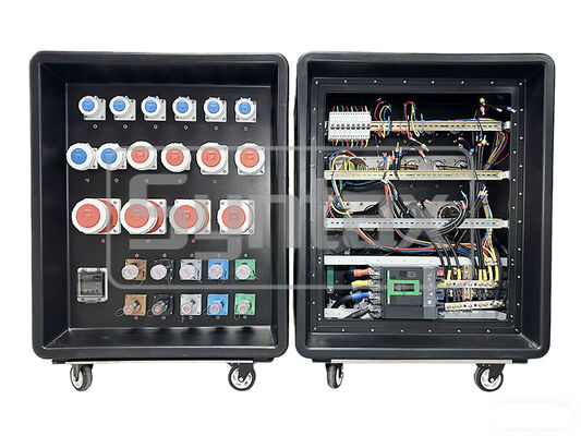 Syntax MD5 IP67 Waterproof 500A Three Phase HDPE Portable Power Distribution Box on Wheels with Powerlocks 500A for FIFA Sporting Events In Qatar